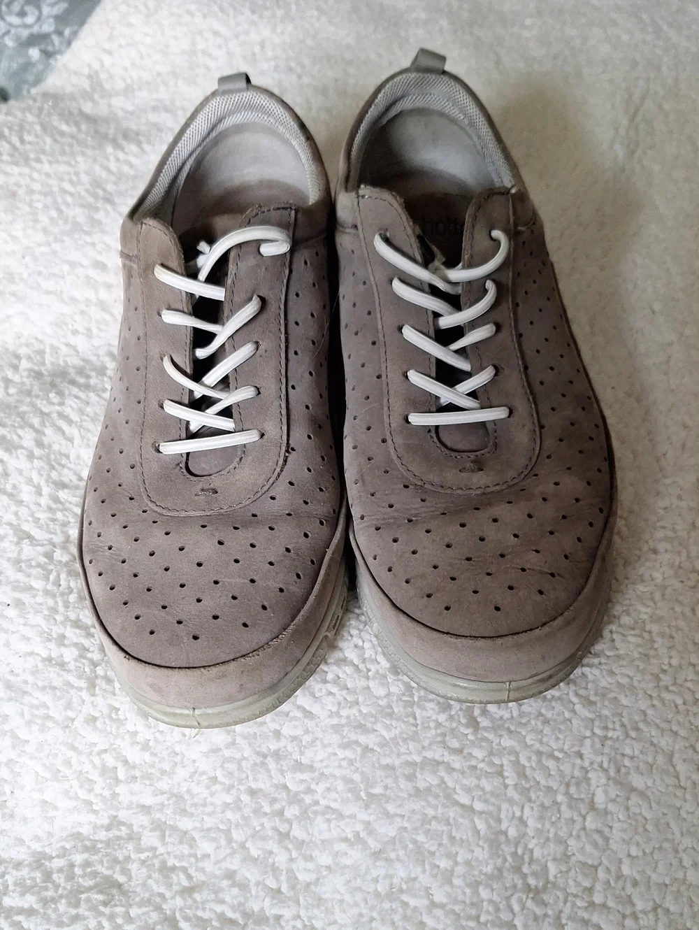 Womens Hotter Casual Perforated Slip On Shoes in Taupe